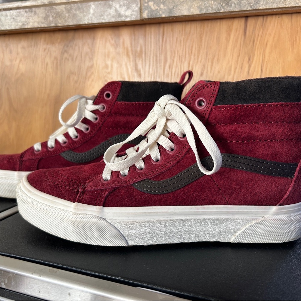 Vans Burgundy and Black High-Top Sneakers